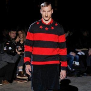 Givenchy Paris Red and Black Striped Sweatshirt